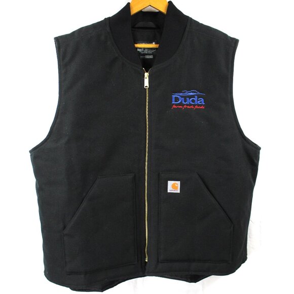 Carhartt Men's Size 2XL Bl ack Vest Quilt Lined Canvas Zip USA Co. Logo